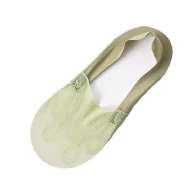 Imagem de chanstore 3 pares - Meias femininas finas primavera e verão, malha antiderrapante de renda respirável invisível - verde grama
