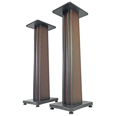 Imagem de 2 Rockville SS36D Premium Dark Wood Grain 36" Home Speaker Stands Up to 100Lbs