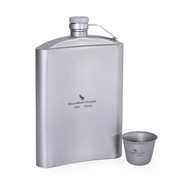 Imagem de iBasingo 250ml Conjunto de caneca de titânio com copo de saquê para acampamento ao ar livre caneca de garrafa de álcool Whiskey vinho caneca de caneca à prova de vinho com copo de bebida para viagem piquenique (Ti1597I)