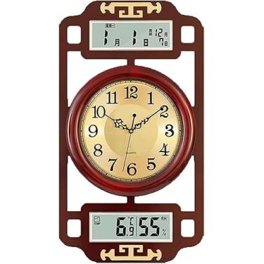 Imagem de Decoração de parede de metal para casa, relógio de parede para decoração de sala de estar, relógio de parede com pêndulo, retrô com calendário