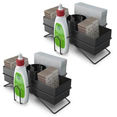 Imagem de Kit 2 Porta Guardanapos Pretos Organizador de Sachês Açúcar Adoçante M