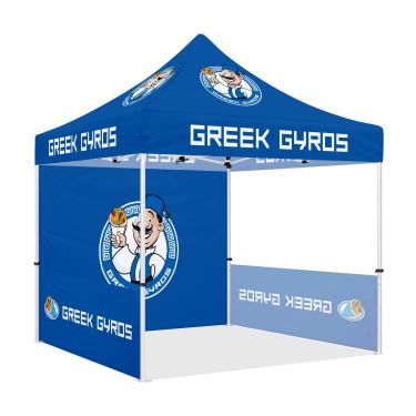 Imagem de Tenda de dossel personalizada 25 x 25 cm com logotipo comercial e opções de parede lateral para giroscópios gregos (ou qualquer design personalizado)
