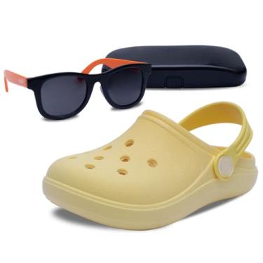 Imagem de Kit Oculos de Sol E Babuche Sandalia Chinelo Moda Infantil Menina Menino Leve Macio K30 (Amarelo, BR, Criança de 4 a 8 anos, Numérico, 26)