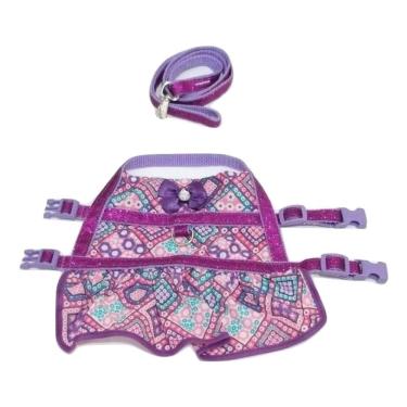 Imagem de Vestido peitoral guia cachorro estampado roxa tamanho PP