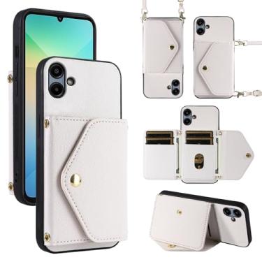 Imagem de Dibosom Capa carteira minimalista para Samsung Galaxy A05 com alça de ombro, bolsa flip fina e fina, suporte de cartão de crédito de couro PU, acessórios para celular Ao5 A 05, mulheres, homens,