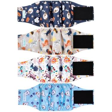 Imagem de Paw Legend Fraldas laváveis para cães machos, faixas de barriga para cães machos, fraldas reutilizáveis para filhotes e cachorros (pacote com 4, GG)