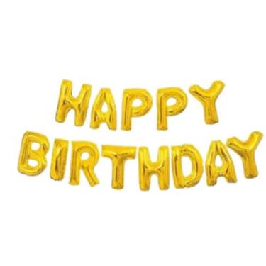 Imagem de Kit Balão Metalizado Happy Birthday Dourado 40cm com Fitilho - Warna