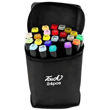 Imagem de Kit De Canetas Marcador Permanente Ponta Dupla Touch 24Cores - Chemast