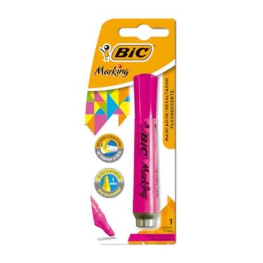 Imagem de Pincel Marcador de Texto Fluorescente BIC Marking Rosa, Ponta Chanfrada, 1.5 - 5.5mm, 904197, 1 Unidade