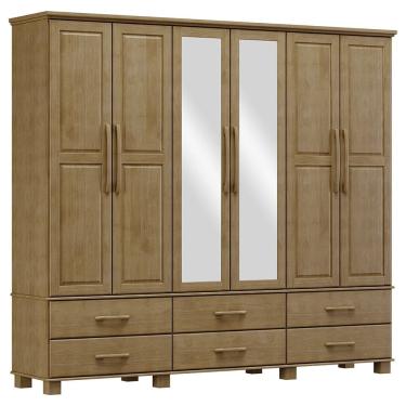 Imagem de Guarda Roupa 6P 6G Espelho Madeira Maciça 248 cm 2254 Freijo Milani Store