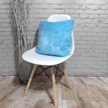 Imagem de Almofada de Pelo Pelúcia Pelo Curto Luxo Azul - Novadecora