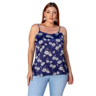Imagem de Regata Plus Size Alcinha Crepe Estampada com Alça Regulável Premium - 
