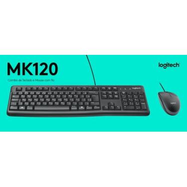 Imagem de Kit Mouse E Teclado Logitech Mk120 Com Fio Usb Pto