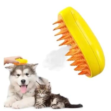 Imagem de Escova Pet Para Cães e Gatos A Vapor 3 Em 1 - Autolimpante, Massagem e Remoção de Pelos - Recarregável com cabo USB.