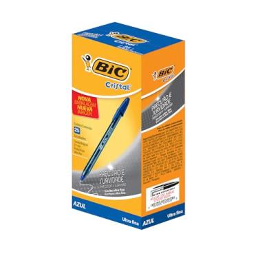 Imagem de Caneta Esferográfica BIC Cristal Precisão e Suavidade, Azul, Ponta Ultra Fina, 0.7mm, 902488, 25 unidades