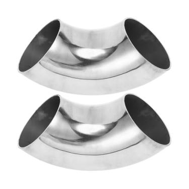 Imagem de Motoforti 2 peças 90 graus mandril curva cotovelo carro modificado tubo de escape tubulação 6.0 cm espessura OD 2mm/14GA 60x152x2.0mm 304 tom prata aço inoxidável 304