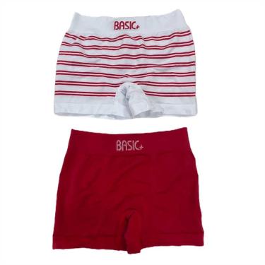 Imagem de Kit com 2 cuecas boxer infantil branca listrada/ vermelha P basic +