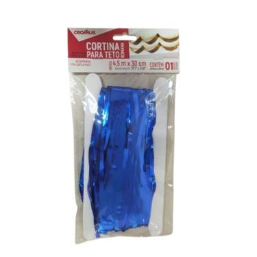 Imagem de Cortina Metalizada De Teto Cromus Azul 4,5m X 30cm