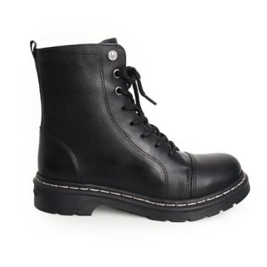 Imagem de Coturno Janis Feminino Couro Moda Cravo e Canela - Preto