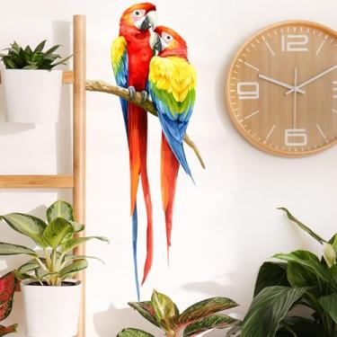 Imagem de RoyoLam Adesivos de parede de papagaio de arara, adesivos de vinil removíveis para berçário, sala de estar e sala de jogos infantil, tema de selva, arte de parede
