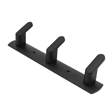 Imagem de Cabideiro montado na parede cabide ganchos de fileira de alumínio espaço simples gancho montado na parede para cozinha banheiro guarda-roupa preto ganchos 3/4 cabide montado na parede (cor: 3 ganchos)