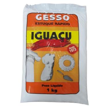 Imagem de Gesso Estuque Rapído Em Pó Saco De 1 Kg Branco - IGUAÇU