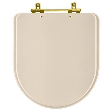 Imagem de Assento Sanitário Carrara Amendoa Para Vaso Deca Com Ferragem Dourada