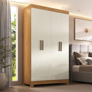 Imagem de Guarda-roupa 4 Portas Mdp Paris Cinamono/Off White