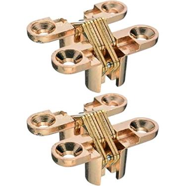 Imagem de BAZAC Dobradiça cruzada invisível de 2/4 unidades, caixas de madeira ocultas para portas de armários e armários, para móveis de janelas dobráveis - Gold 2 unidades