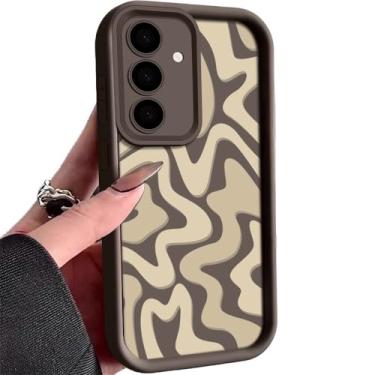 Imagem de Capa de telefone com padrão listrado para Samsung Galaxy A16 A55 A54 A15 A14 A25 A35 A53 A56 5G S25 S24 S23 S22 Ultra Plus S24 FE TPU Cover, Café, Para Samsung A26 5G