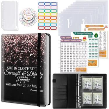 Imagem de Fichário de desafio de economia de dinheiro com 100 envelopes, fichário de orçamento A5 com envelopes e rastreador de desafios, livro planejador de desafios de economia para economizar $5050