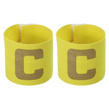 Imagem de PATIKIL Braçadeira de Capitão C de futebol 23 x 6 cm, pacote com 2 emblemas de braço elástico unissex de nylon ajustável para treinamento de times de jovens e adultos, amarelo