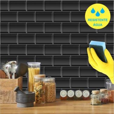 Imagem de Revestimento de Azulejo Lavável Metrô Preto 250 - Inove Papéis de Pare