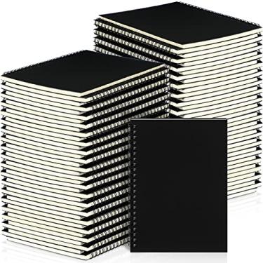 Imagem de Yahenda Caderno espiral com 54 peças, bloco de notas A5, forrado, 21 x 14 cm, papel de composição, pequeno bloco de notas, caderno para estudantes, escritório, negócios, material escolar (preto)