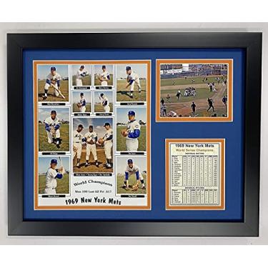 Imagem de New York Mets 1969 MLB World Series Champions - Imagens de equipe e listas colecionáveis | Decoração de parede com colagem de fotos emoldurada - 30,5 x 38 cm | Legends Never Die