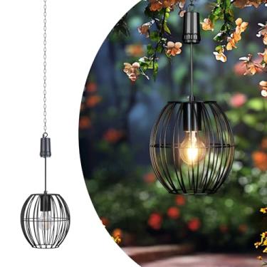 Imagem de Shumi Luz suspensa ao ar livre operada por pilhas, luz pendente à prova d'água com 4 pilhas AA, lanterna pendurada com temporizador de 6 horas, lustre de ligar e desligar automaticamente para gazebo