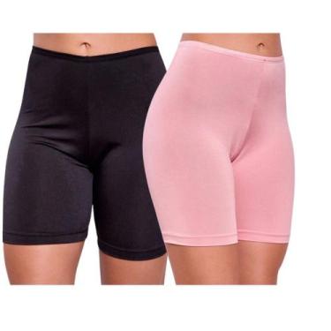 Imagem de KIT 2 Short Segunda Pele Anagua Feminino Anágua Calção Preto Bege - IM