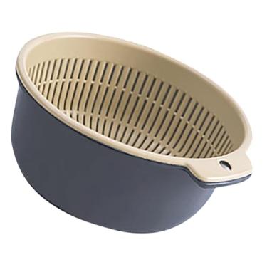 Imagem de Cesta de Drenagem de Camada Dupla Organizada, Aprimoramento da Estética, Material Resistente, Solução Eficaz Armazenamento Cozinha, Frutas Lavagem Legumes, para Lavagem Legumes Frutas, Com (Azul