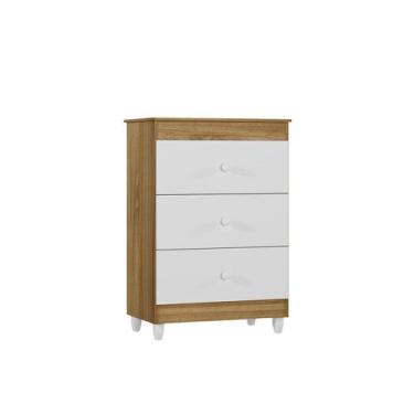 Imagem de Cômoda Bebê Nature Branco Flex Com 3 Gavetas Infantil Ternura Peternel