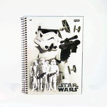 Imagem de Jandaia Caderno Universitário Star Wars 96 Folhas Capa Dura Metalizada Espiral Preta