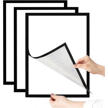 Imagem de Moldura Magnética A4 / A6 Moldura De Cartaz Moldura De Capa De Ouro/Prata/Preto Cabide De Expositor Para Decoração De Parede Reutilizável, 3PCS Black, A4 21x30cm