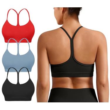 Imagem de Sutiã esportivo acolchoado com costas em Y para mulheres – costas nadador com alças finas de baixo impacto para ioga e treino, Cor 6, G