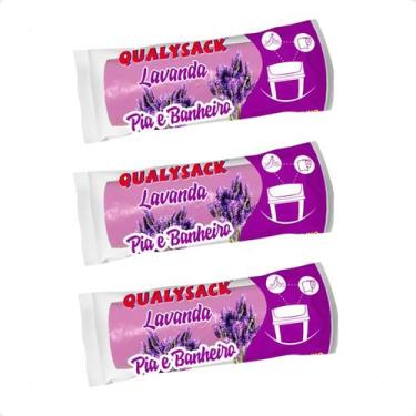 Imagem de Combo 3 Saco De Lixo Pia e Banheiro com Aroma Lavanda 50 Un - 10L - Qu