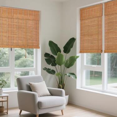Imagem de FoundGo Persiana romana de 61 cm L x 188 cm A, cortinas retrô clássicas de bambu para janelas, portas