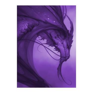 Imagem de Katomula 100 Card Sleeves for MTG with 100 Inner Sleeve, Textured Back Art Sleeves, Fit Standard Size Cards (Soul Purple Dragon)