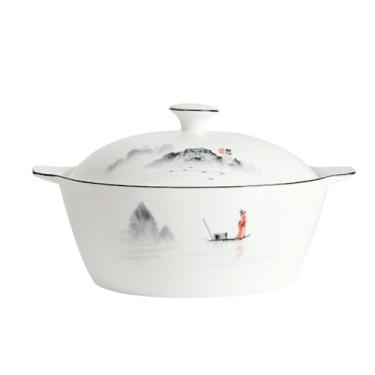 Imagem de Bacia de sopa quadrada quadrada de Zhongcai vitrificada em cerâmica de estilo chinês - pote de catalpa quadrado