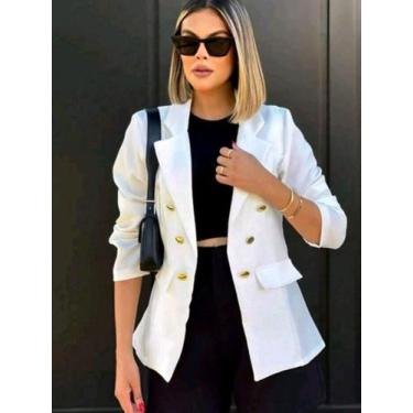 Imagem de Blazer Feminino Social Terninho Alfaiataria com Botões - M&K Shop, Bra