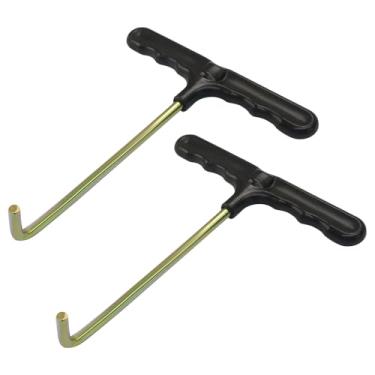 Imagem de Unlorspy 2 peças de ferramenta extrator de mola de trampolim gancho em forma de T, ferramenta de gancho de trampolim sem mola acessórios para instalação de molas de cama de salto (estilo antigo)