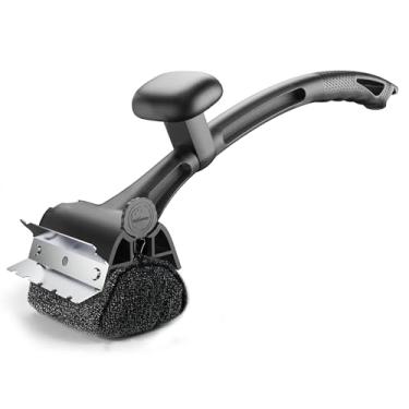 Imagem de TMEDW Escova de grelha para churrasco ao ar livre - Cabeça substituível sem cerdas + raspador reforçado - Acessórios seguros para churrasqueira de porcelana/gás/carvão/defumador/ferro fundido - Escova
