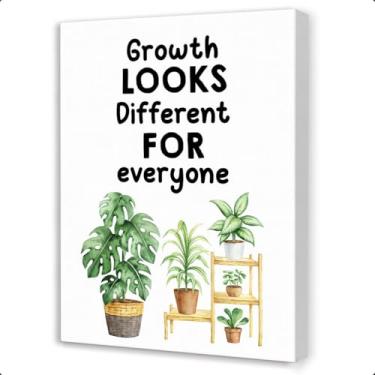 Imagem de Growth Looks Different for Everyone Arte de parede inspiradora de saúde mental, impressão de mentalidade de crescimento, arte de pintura para sala de aula, conselheiro, escritório, terapia, decoração